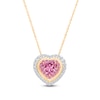 Thumbnail Image 1 of Kallati Heart-Shaped Natural Pink Sapphire & Diamond Necklace 1/5 ct tw 14K Yellow Gold 18"