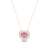 Thumbnail Image 2 of Kallati Heart-Shaped Natural Pink Sapphire & Diamond Necklace 1/5 ct tw 14K Yellow Gold 18"