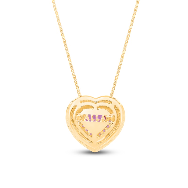 Main Image 3 of Kallati Heart-Shaped Natural Pink Sapphire & Diamond Necklace 1/5 ct tw 14K Yellow Gold 18"