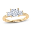 Thumbnail Image 1 of Certified Princess-Cut Lab-Grown Diamond Three-Stone Engagement Ring 1-1/2 ct tw 14K Yellow Gold