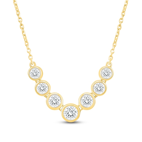 Jared Signature Mini Bezel Collection Diamond V Necklace 12 ct tw 10K Yellow Gold 18