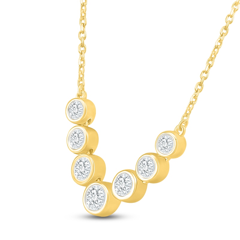 Main Image 2 of Jared Signature Mini Bezel Collection Diamond "V" Necklace 1/2 ct tw 10K Yellow Gold 18"