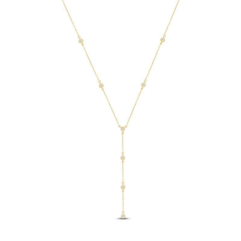 Main Image 1 of Jared Signature Mini Bezel Collection Diamond "Y" Station Necklace 1/3 ct tw 10K Yellow Gold 18"