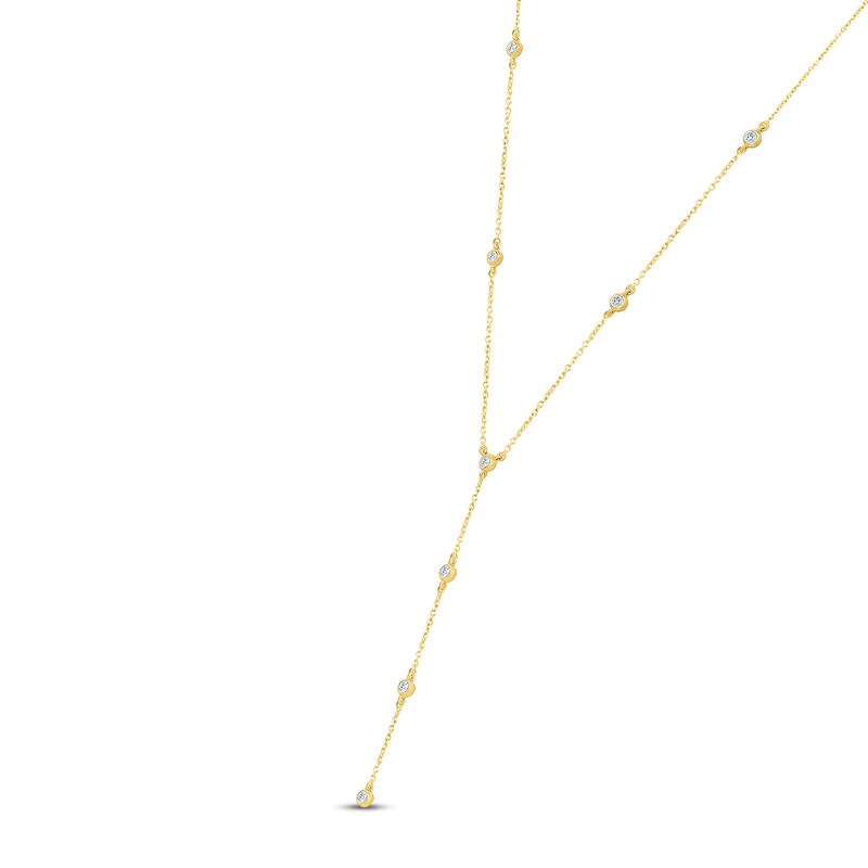 Main Image 2 of Jared Signature Mini Bezel Collection Diamond "Y" Station Necklace 1/3 ct tw 10K Yellow Gold 18"