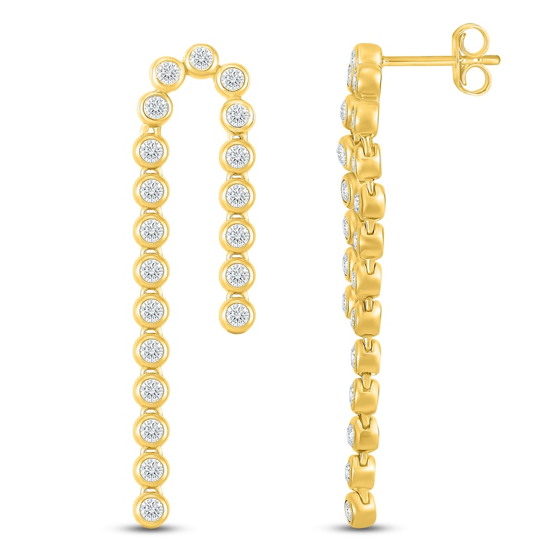 Main Image 1 of Jared Signature Mini Bezel Collection Diamond Drop Earrings 1-1/4 ct tw 10K Yellow Gold