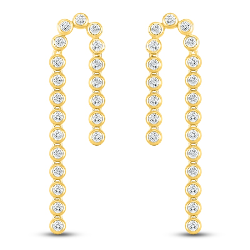 Main Image 3 of Jared Signature Mini Bezel Collection Diamond Drop Earrings 1-1/4 ct tw 10K Yellow Gold