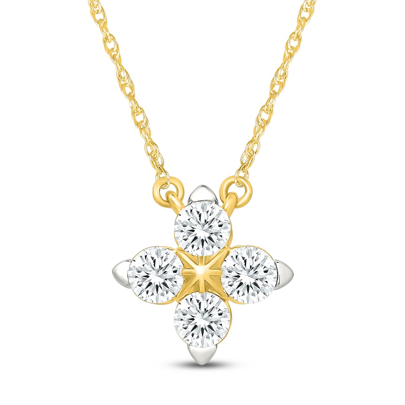 Main Image 1 of Jared Signature Lab-Grown Diamond Flower Necklace 1/2 ct tw 14K Yellow Gold 18"