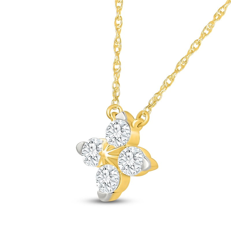 Main Image 2 of Jared Signature Lab-Grown Diamond Flower Necklace 1/2 ct tw 14K Yellow Gold 18"
