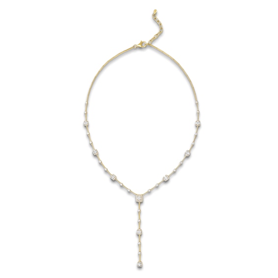 Jared Signature Emerald, Baguette & Round-Cut Lab-Grown Diamond "Y" Bar Link Station Necklace 4 ct tw 14K Yellow Gold 20"