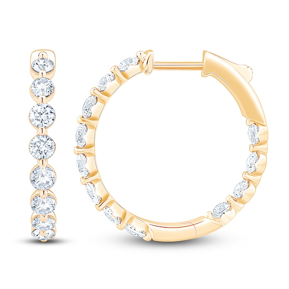 Jared Signature Lab-Grown Diamond Inside-Out Hoop Earrings 2 ct tw 14K Yellow Gold
