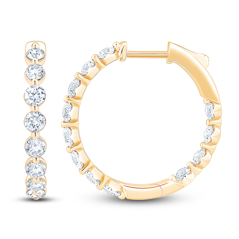Main Image 1 of Jared Signature Lab-Grown Diamond Inside-Out Hoop Earrings 2 ct tw 14K Yellow Gold
