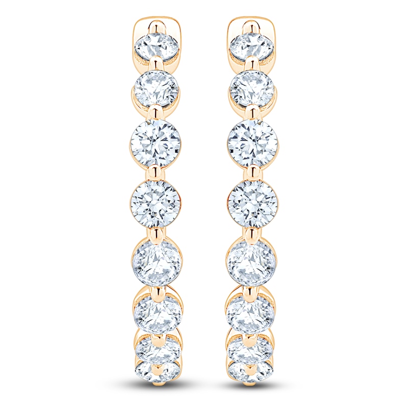 Main Image 2 of Jared Signature Lab-Grown Diamond Inside-Out Hoop Earrings 2 ct tw 14K Yellow Gold