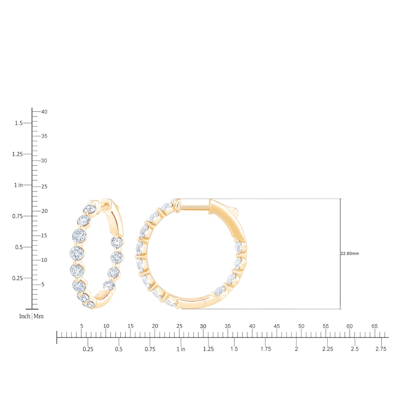 Main Image 4 of Jared Signature Lab-Grown Diamond Inside-Out Hoop Earrings 2 ct tw 14K Yellow Gold