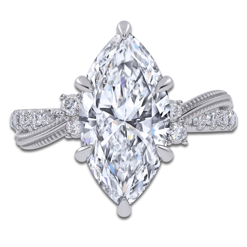 Main Image 3 of Certified Marquise-Cut Lab-Grown Diamond Hidden Halo Engagement Ring 3-1/2 ct tw 14K White Gold