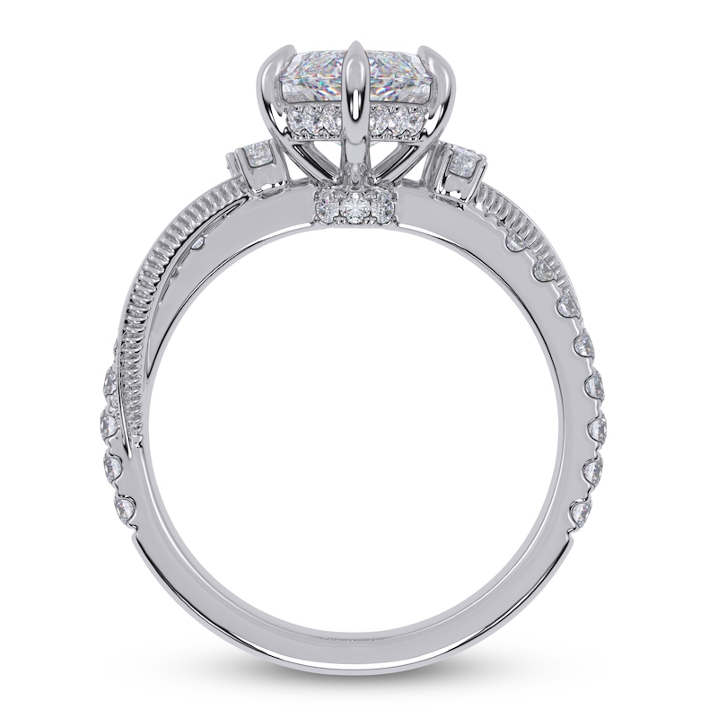 Main Image 4 of Certified Marquise-Cut Lab-Grown Diamond Hidden Halo Engagement Ring 3-1/2 ct tw 14K White Gold