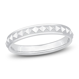 Pyramid-Textured Wedding Band 14K White Gold 3mm