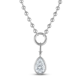 Jared Signature Bezel-Set Pear-Shaped Lab-Grown Diamond Solitaire Necklace 4 ct tw Sterling Silver (VS2/F) 22.75"