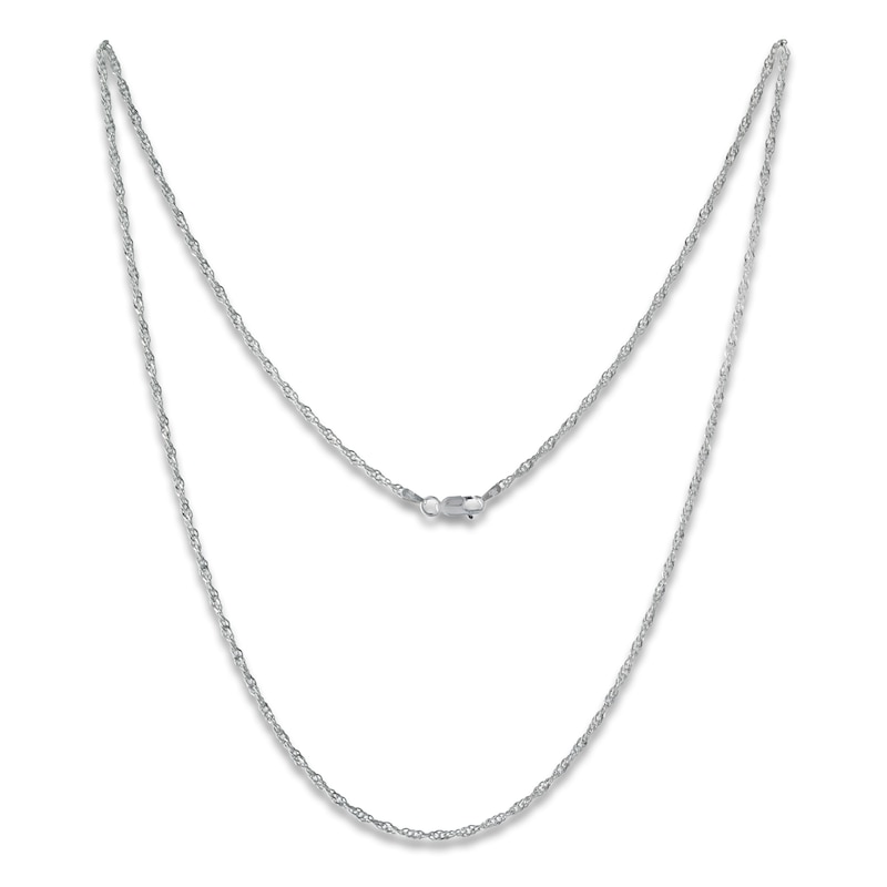 Main Image 1 of 2.25mm Diamond-Cut Singapore Chain Necklace Solid Sterling Silver 24"