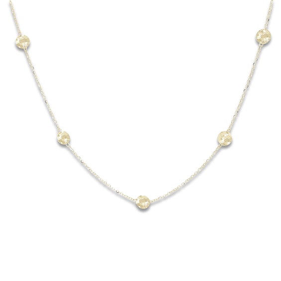 Diamond-Cut Bead Station Necklace 10K Yellow Gold 18"