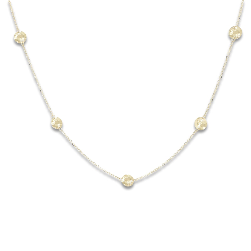 Main Image 1 of Diamond-Cut Bead Station Necklace 10K Yellow Gold 18"