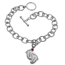 Birthstone Bracelet (1 Stone and 2 Lines)