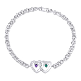 Birthstone Couple's Anklet (2 Stones and Lines)