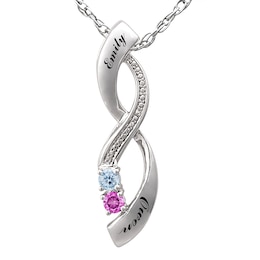 Infinity Couple's Necklace (2 Stones and Lines)