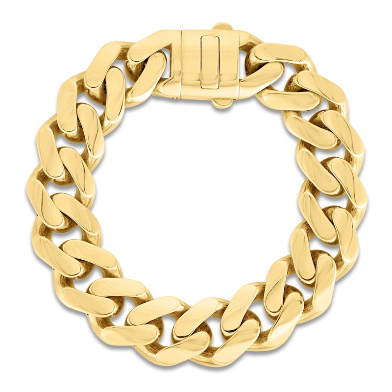 Main Image 1 of Hollow Curb Chain Bracelet 10K Yellow Gold 9" 15.5mm