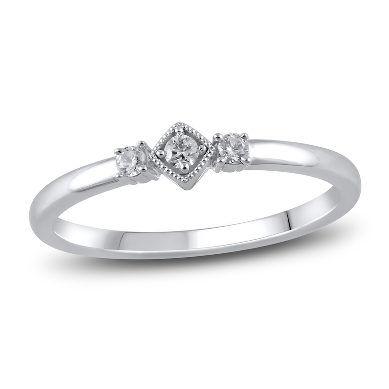 Main Image 1 of Diamond Dainty Ring 1/10 ct tw Round 14K White Gold