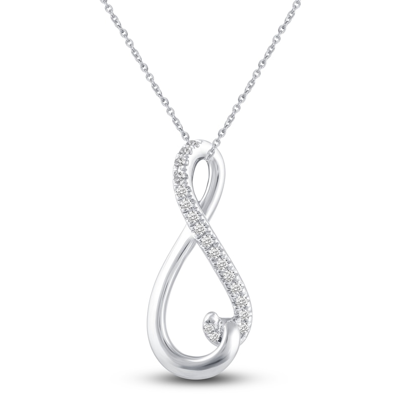 Diamond Infinity Pendant Necklace 1/10 ct tw Round 14K White Gold 18"