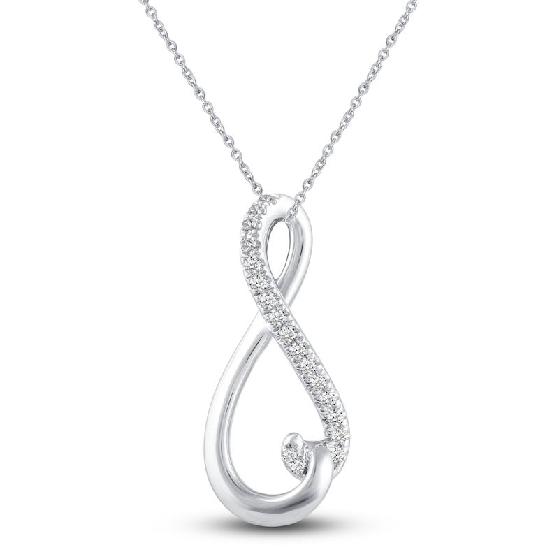 Main Image 1 of Diamond Infinity Pendant Necklace 1/10 ct tw Round 14K White Gold 18"