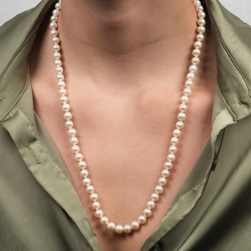 Main Image 2 of Akoya Cultured Pearl Strand Necklace 14K White Gold 20"