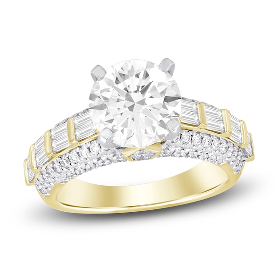 Diamond Engagement Ring 4 ct tw Round 18K Yellow Gold