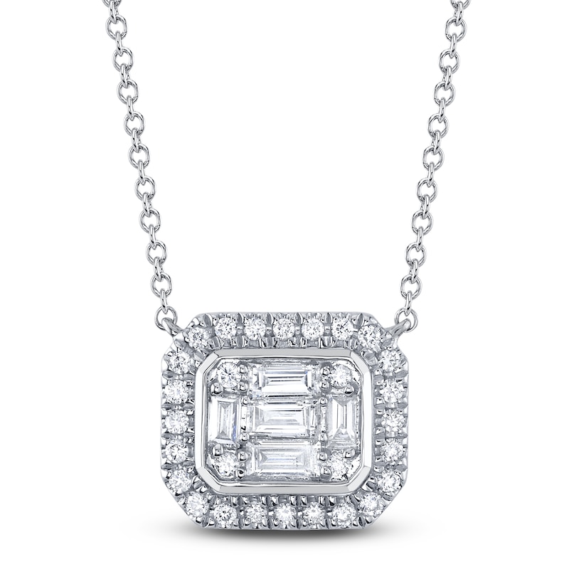 Shy Creation Diamond Pendant Necklace 3/8 ct tw 14K White Gold SC22009198