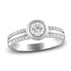 Thumbnail Image 0 of Diamond Bezel Double-Row Engagement Ring 3/4 ct tw 14K White Gold