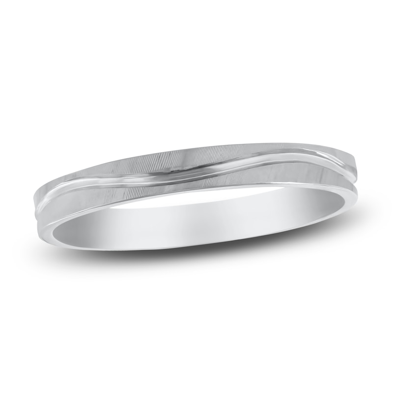 Main Image 1 of Men's Textured Wave Wedding Band 14K White Gold 3mm