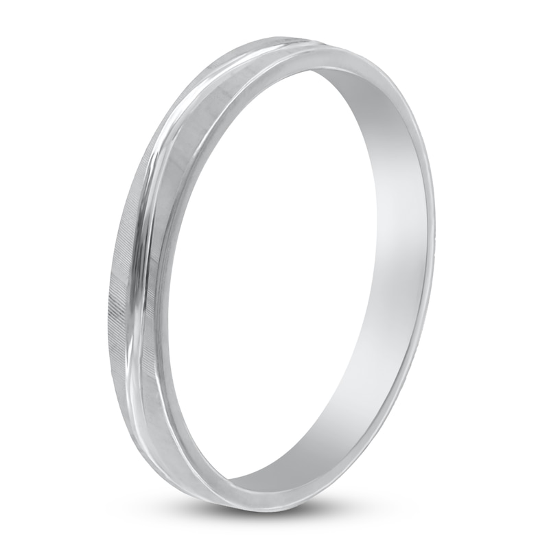 Main Image 2 of Men's Textured Wave Wedding Band 14K White Gold 3mm