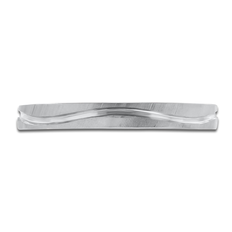 Main Image 3 of Men's Textured Wave Wedding Band 14K White Gold 3mm