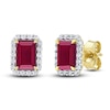 Thumbnail Image 1 of Rectangle-Cut Natural Ruby & Diamond Earrings 1/5 ct tw 14K Yellow Gold