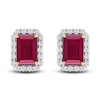 Thumbnail Image 2 of Rectangle-Cut Natural Ruby & Diamond Earrings 1/5 ct tw 14K Yellow Gold