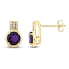 Thumbnail Image 0 of Natural Amethyst & Diamond Accent Stud Earrings  10K Yellow Gold