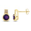 Thumbnail Image 1 of Natural Amethyst & Diamond Accent Stud Earrings  10K Yellow Gold