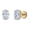 Thumbnail Image 2 of Oval-Cut Lab-Grown Diamond Solitaire Stud Earrings 2 ct tw 14K Yellow Gold (F/SI2)