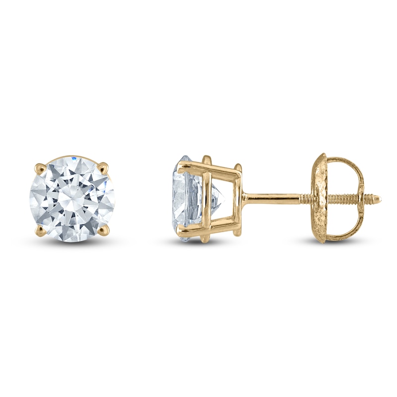 Main Image 1 of Round-Cut Diamond Solitaire Stud Earrings 2 ct tw 14K Yellow Gold (I/I2)