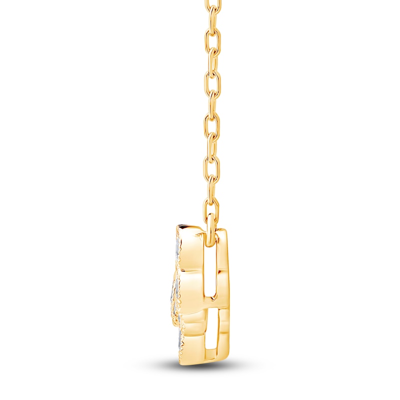 Main Image 2 of Diamond Clover Cluster Necklace 3/8 ct tw 10K Yellow Gold 18"