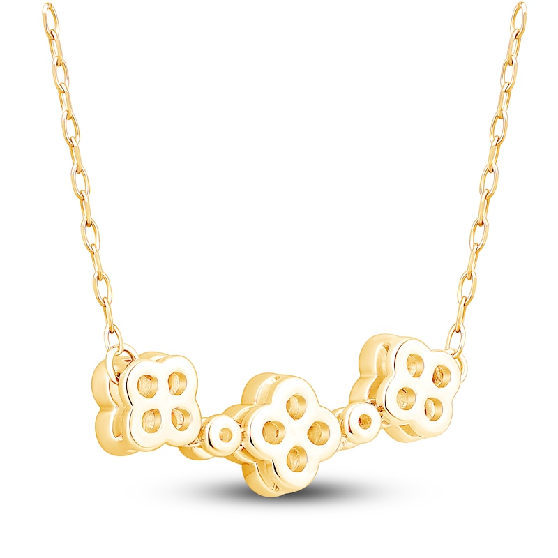 Main Image 4 of Diamond Clover Cluster Necklace 3/8 ct tw 10K Yellow Gold 18"