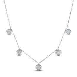 Multi-Diamond Station Drop Necklace 1/4 ct tw Sterling Silver 20"