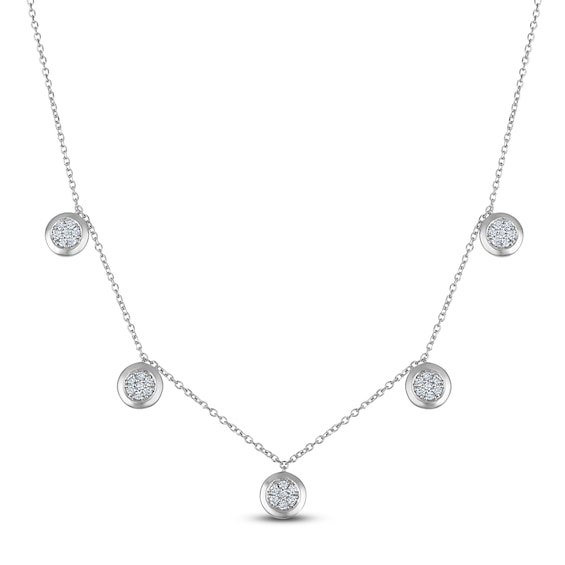 Multi-Diamond Station Drop Necklace 1/4 ct tw Sterling Silver 20"