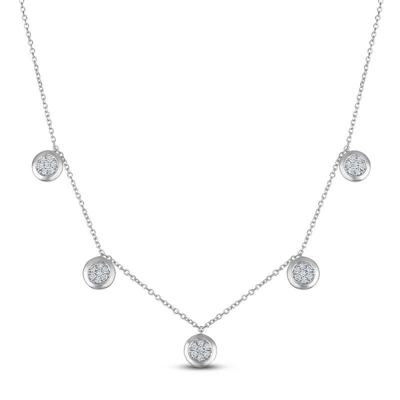 Main Image 1 of Multi-Diamond Station Drop Necklace 1/4 ct tw Sterling Silver 20"
