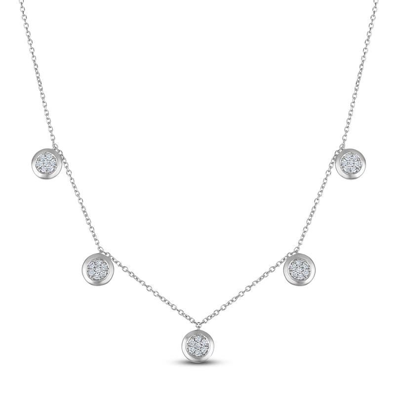 Multi-Diamond Station Drop Necklace 1/4 ct tw Sterling Silver 20"